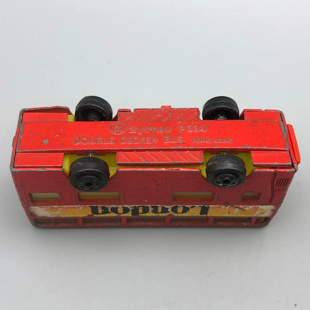Vintage Diecast Red London Double Decker Bus Sliding Door Zylmex P334 Hong Kong